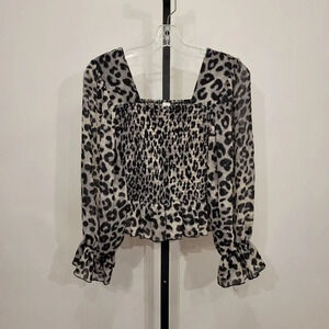 Pixie  Market Square Neck Smocked Long Sleeve